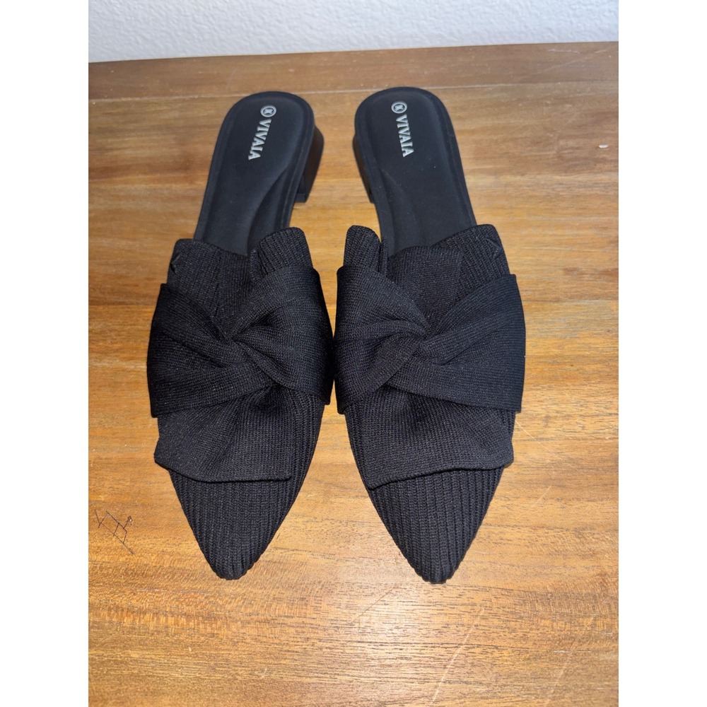 Vivaia Yaffa Pointed-Toe Knot Sustainable Mules black size 38